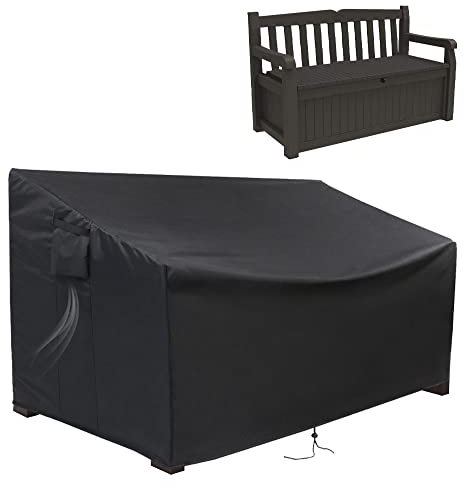 Guisong Outdoor Storage Bench Protector, Waterproof Cover for Keter 70 Gallon Deck Box, Patio Bench/Seating Storage Cabinet