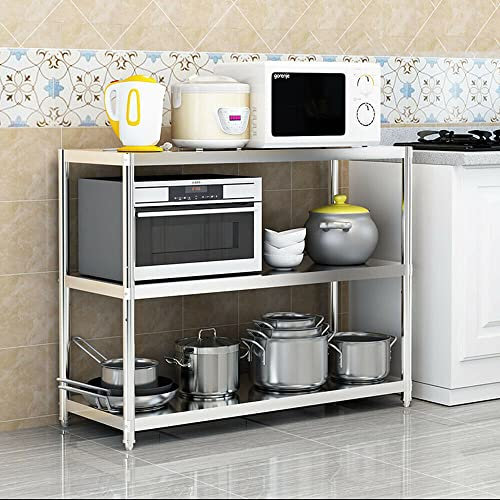 3-Tier Küchenregal Standregal Schwerlastregal aus 201 Edelstahl Arbeitstisch Regal Lagerregal 80 x 80 x 40 cm