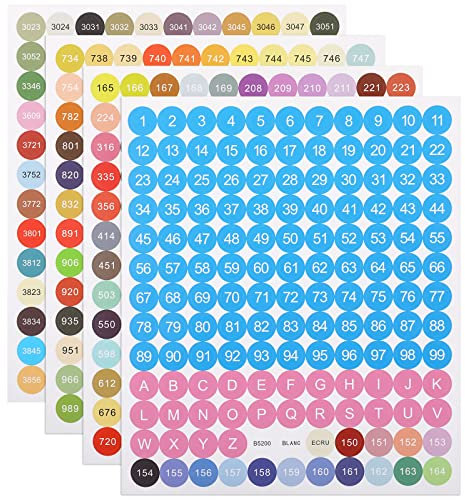 Cobee Colorful Number Painting Labels, 4 Sheet 447 Pcs Self Adhesive Labels for DIY Diamond Art Painting Storage Boxes