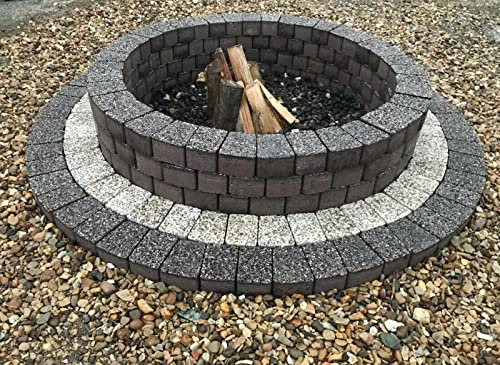 145 cm Stone Fire Pit Kit outdoor rounded smokeless wood log heater fire place concrete bricks stone natural granite BBQ garden grey/white