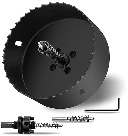 155 mm Lochsägen mit robustem Dorn HSS Bimetall-Lochschneider | Bohrer für Holz, Cornhole Boards Kunststoff Trockenbau Metall Faserplatten (schwarz)