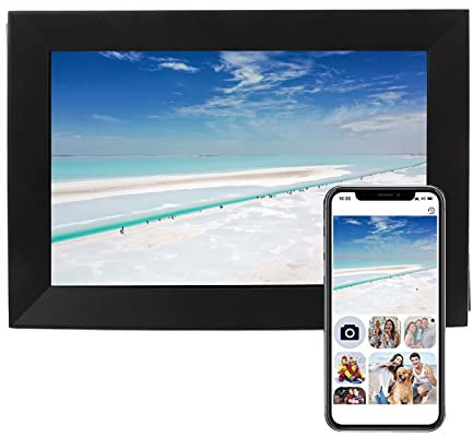 Digitaler Bilderrahmen WLAN 10,1 Zoll IPS Touchscreen Elektronischer Bilderrahmen Support 128GB Expandable Bilderrahmen Teilen von Fotos oder Videos überall über App, Gifts