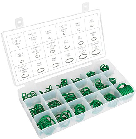 AICEL 270pcs Gummi O Ring Kit, 18 Größen Silikon Gummi Ring Pick & Installation Tools Gummi Unterlegscheibe Orings Klimaanlage Kompressor Dichtungsring Reparatur Set für Fahrzeuge, Gummi