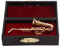 Brosche, lebensechte Mode-Saxophon-Form, Musikinstrument-Brosche, exquisites, leichtes Miniatur-Metall mit Geschenkbox für Partys
