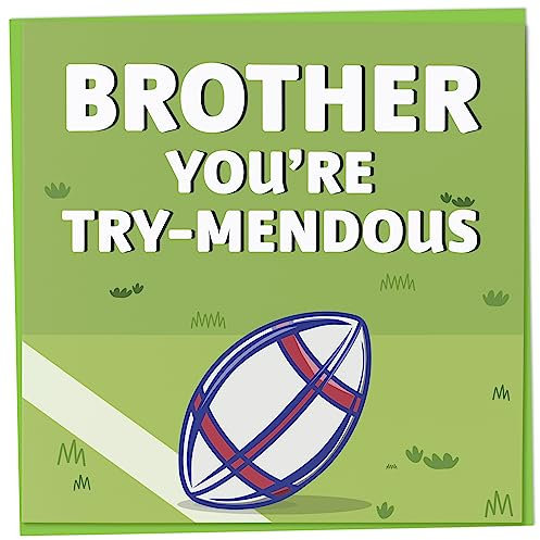 Rugby Birthday Card for Men, Brother You're Try-Mendous, Card for Rugby Fan or Sport Lover, Gift Men