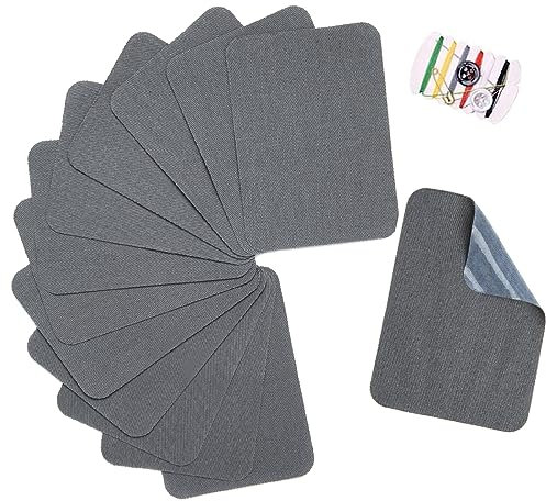 TXSN Reparaturflicken zum Aufbügeln, Baumwolle, Reparaturflicken für Kleidung, Hosen, Flicken und Dekorieren, Größe 7,6 x 10,2 cm, Dunkelgrau, 12 Stück