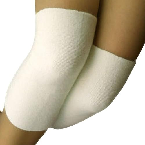 Olanmarp Angora Kniewärmer für Schmerzlinderung (Paar) Fashion Premium Qualität - Schützen und wärmen Sie Ihre Knie mit natürlicher Angora-Wolle Farbe weiss - Made in Europe (Gr. L)