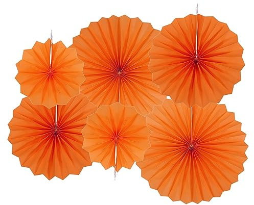 sourcing map Hanging Paper Fans Party Set 12Pcs Round Pattern Hanging Paper Fans Decoration for Home,Shop Wall Birthday Wedding Graduation Events(Orange)