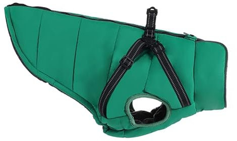 showyond Warme Hundemantel Winter, Hundemantel mit Geschirr, Hundemantel für Kleine Hunde Hundemantel Wasserdicht Hundejacke Winter warm Fleece Haustier Mantel (XXL,Grün)