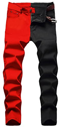 NOAGENJT Baggy Jeans for Men Regular Fit Mens Black 40 Waist 32 Leg Skinny 3/4 Mom High Waisted Men's Slim
