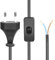 YAODHAOD Euro Netzkabel mit Schalter,Kabel mit Schalter und Typ C stecker,Schalter offene Kabelenden,Lampenkabel Ersatzkabel Anschlusskabel (schwarz, 1M)