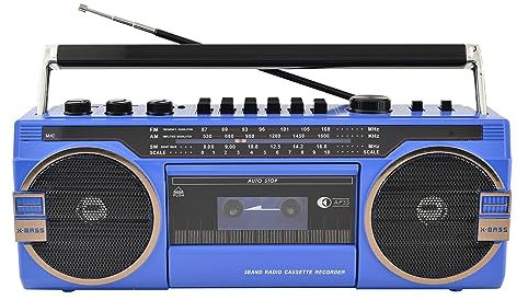 Tragbarer Boombox-CD-Kassettenspieler, Kassettenspieler-Radio, klassischer Retro-Bluetooth-Kassettenrekorder im 80er-Jahre-Stil und AM/FM-Radio-Lautsprecher, Kassettenrekorder für Familientreffen, R