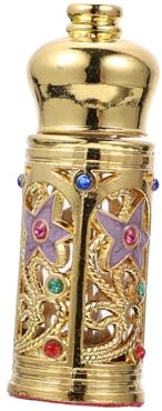 Housoutil Arabische Parfümflasche aus Glas und Legierung, 1 Stück, Gold