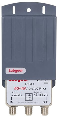 TV Signal Filter Labgear LTE 700, 5G & 4G Masthead Outdoor Interference Filter with F-Connections