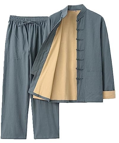MYIESAXL Kampfsport-Anzug Für Herren, Traditionelle Chinesische Kleidung, Tang-Anzug, Kung-Fu-Uniformen, Baumwolle, Leinen, Tai-Chi-Kleidung, Zen-Meditationsuniform, Langärmeliges Hemd Und Hose