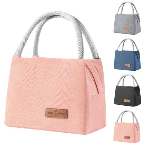 Aiuuee Sac Isotherme Repas 8.2L, Sac Lunch Box Sac Glaciere Imperméable en Feuille d'Aluminium, Petit Glacière Souple Isotherme pour Enfant Hommes Femmes Travail Bureau École (Rose)