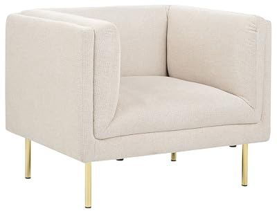 Beliani Sessel aus Stoff beige/goldene Beine mit Armlehnen modern Moen