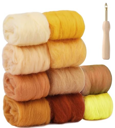 NAROSEBE Set Feltro 10 Colori - Kit Needle Felting Artigianato Fai Da Te, 10g/Colore