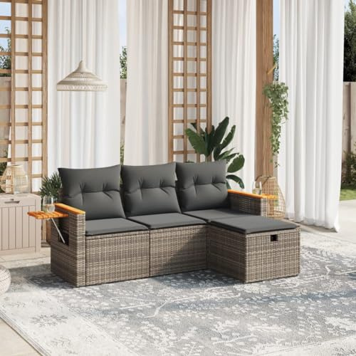 Tidyard Gartenmöbel Set, Lounge Sofa Sitzgruppe mit Kissen, Poly Rattan, wetterfest, für Outdoor Garten