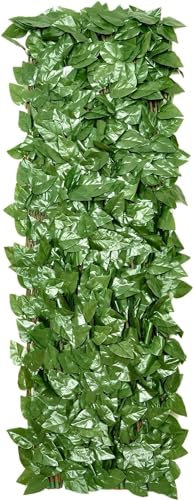 JORON Künstliche Hecke Efeu Sichtschutz, Balkon Sichtschutz Kunstpflanzen Sichtschutzfächer für Balkon Garten, 100x200 cm, Ausziehbar Größe - Pfirsichblätter