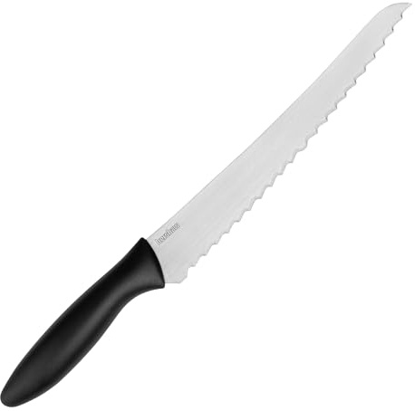Kershaw 8” Bread Knife, Black, 8 Inch Stainless Steel Serrated Blade, Included Sheath, with 16 Degree Single-Bevel Blade, Comfortable Handle, Bread Knife for Sourdough, Bagels, Pastries and More