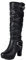 Makmeoyw Donna's Platform Heel Pleated Knee Stivali Alti Vintage Rivet GOGO Stivali Lunghi Block Heel Fibbia Metà Stivaletti Black High Heel Performance Stivali Slouch Patent Cuoio Stivali alti Size 9