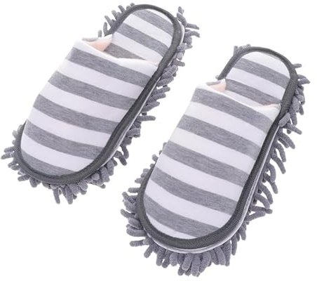 ERFGT Wischmopp Schuhe, 1 Paar Putzschuhe, Waschbare Mop Hausschuhe, Mikrofaser Hausschuhe Wiederverwendbare, Mop Schuhe Bodenwischer, für Die Reinigung Von Böden, Fenstern, Bädern