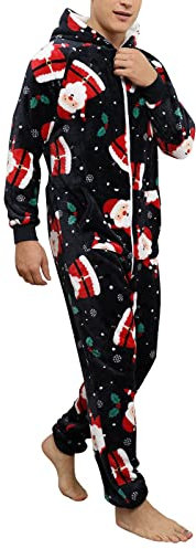 Pigiama Uomo Tuta Intera Manica Lunga Caldo Tuta Intera Pigiama Spugna Lunga Invernale Onesie Pajamas Con Zip E Cappuccio Natalizia Morbido Pigiama Jumpsuit Teddy Peloso Indumenti Da Notte Sleepwear