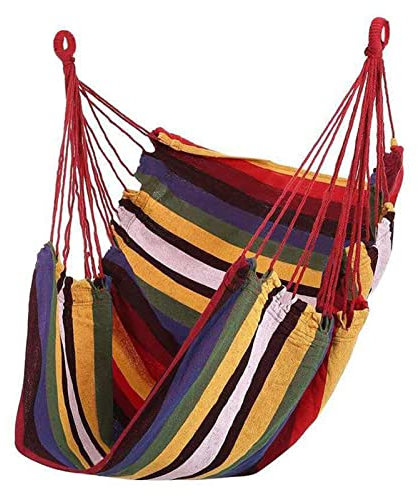 Sedia Sospesa, 100 * 130Cm Altalena per Amaca da Esterno in Tela, Sedia Sospesa a Strisce Colorate, Sedias a Dondolo Pieghevole Portatile, per Giardino (No cuscino No Stick)