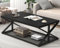 Mudmasa Couchtisch Schwarz Metall, Couchtisch Holz, Wohnzimmertisch mit Stauraum, Tisch Wohnzimmer, Sofatisch, Kaffeetisch, Teetisch, Modern, 120 x 60 x 45 cm