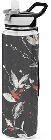 Ewusp Borraccia sportiva vintage con cannuccia e coperchio, 1000 ml, a prova di perdite, riutilizzabile, in Tritan, senza BPA, per palestra, fitness, attività all'aperto, ciclismo, scuola e ufficio