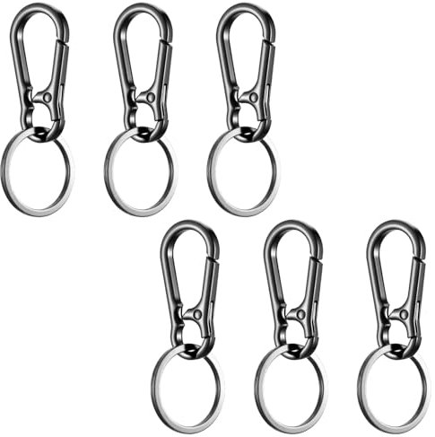 Ptwola 6 Pcs Lobster Clasps Keychain Hooks with Key Rings Small Metal Keys Carabiner Keyring Clip Holder Organizer Key Fob Purse Charm Hook for Women Men Home Car Keys Finder Making DIY Crafts