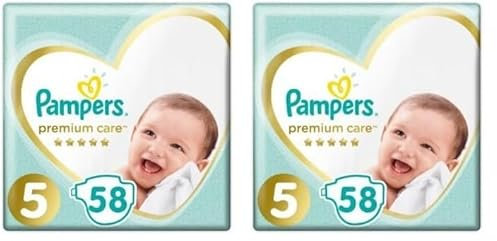 Pampers Windeln Größe 5 (11-16kg), Premium Care Windeln, 58 Stück, Bester Komfort und Schutz empfindlicher Haut von Pampers (Packung mit 2)