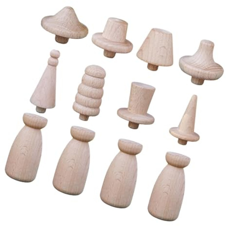ARTSEWPLY Holzfiguren zum Bemalen mit Feinen Details Beige Selbstgemacht Graffiti Puppen für Eltern Kind Aktivitäten und Miniaturdekoration zu Hause
