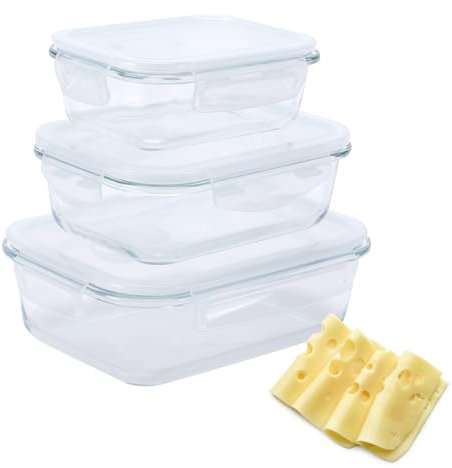 ZoeQide Lot de 3 boîtes à fromage pour réfrigérateur - Boîtes à charcuterie en verre borosilicate avec couvercle hermétique et anti-odeurs - Boîte à fromage alimentaire pour fromage et saucisses