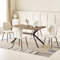 JIJIAN Essgruppen mit Dunkelbraun Holz Esstisch und 4 Beige Stühle, Rechteckiger Esstisch in 140 x 80 x 76 cm mit 4 Ergonomischer Design Leinen Esszimmerstühle, für Esszimmer, Küche, Wohnzimmer