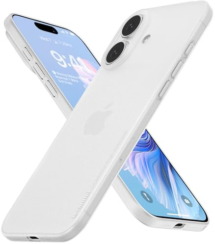 memumi Hülle kompatibel mit iPhone 17, Mehrweg 0.3 mm dick Slim Fit, Mattes Finish [Stoßfest, rutschfest, Kratzfest] Schutzhülle Extra Dünn Hardcase kompatibel mit iPhone 17 -Trans-Weiß