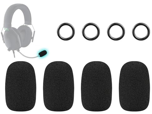 SOULWIT 4 pezzi Schiuma Microfono Pop Filter per Razer BlackShark V2/V2 Pro/V2 X/V3/V3 Pro/V3 X, Barracuda X, Kaira/Kaira Pro/Kaira X, Kraken V3 Pro Cuffie, Protezione Copertura Spugna Mic Parabrezza