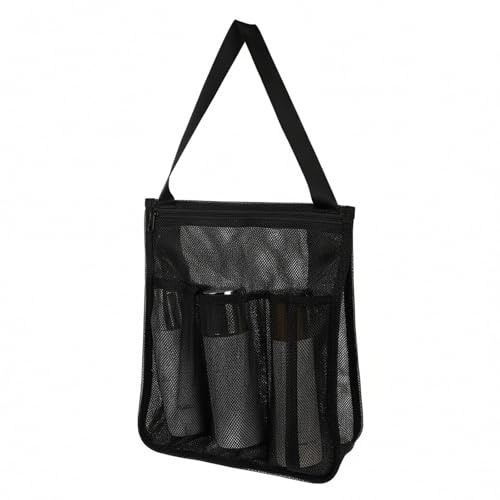 Mesh Shower Caddy Portable Black Bathroom Bag with Zipper Mesh Toiletry Bag for Travel Camp College Student Dorms Beach Gym Shower Essentials