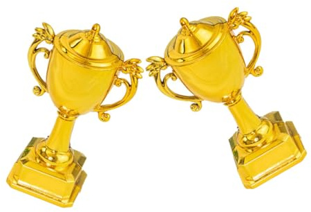 Hohopeti 2 Pezzi Mini Coppe d'Oro in Plastica per Decorazioni Torte di Compleanno Mini Premi Trofei Coppe per Shower e Feste Decorazioni per Dolci di Tornei Sportivi