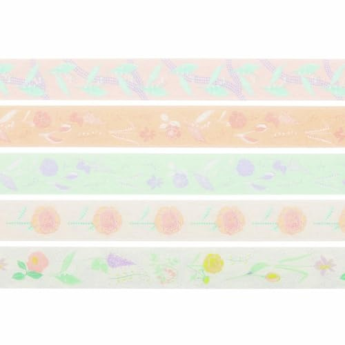 Tape Set Blumen, Pastell FSC MIX, 5 Stk, 1,5 cm x 10 m