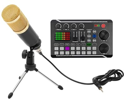 Xingfx Streaming-Mikrofon mit Soundkarte mischpult Podcasting-Ausrüstung USB Mikrofon Kit Intelligente Rauschunterdrückung Außergewöhnliche Klangqualität für PC, Handy, PS4/5, MAC