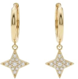 Suzan Gold® 375 Echtgold Creolen Damen mit Stern Anhänger Zirkonia modern elegant wasserfest Geschenkidee – Stellara Shine – edler Goldschmuck
