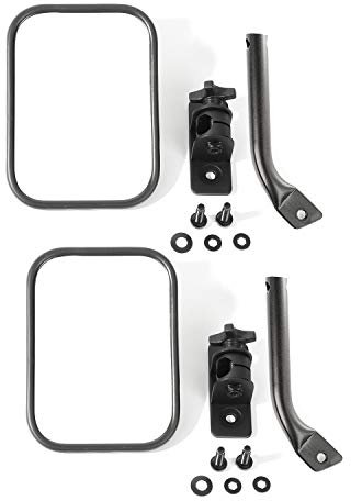 Rugged Ridge | Stubby Trail Mirror, rechteckig, Paar, strukturiert schwarz | 11025.22 | passend für Jeep Wrangler 1997–2018