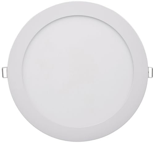 ChiliTec LED Panel rund Deckeneinbau Ø22,5cm 20mm flach 230V 18W 1647Lumen inkl. Trafo Unterputz Montage 2900K Lichtfarbe warmweiß Rahmen weiß