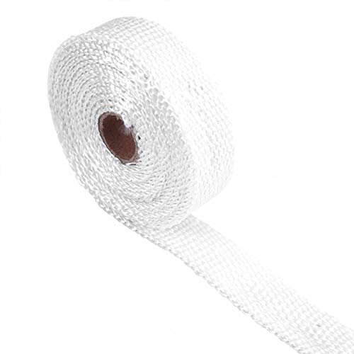 Hitzeschutzband, 5M Auspuff Wärmedämmung Basaltfaser Auspuffband Hitzeschutzband für Fächerkrümmer Auto Motorrad Thermoband Krümmerband (Weiß)