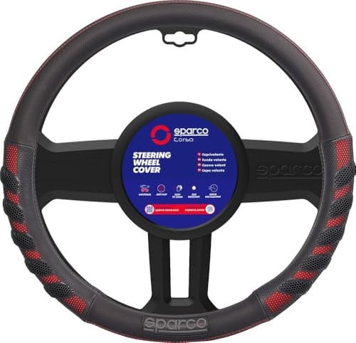 SPARCO S101 - Universal Car Steering Wheel Cover, Red Color.