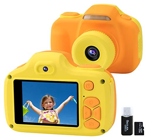 JOYTRIP Fotocamera per bambini, fotocamera digitale selfie regalo per ragazzi e ragazze 3 4 5 6 7 8 9 anni, 12 MP 1080P HD videocamera con scheda SD da 32 GB per bambini, fotocamera antiurto con flash