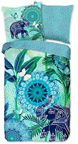 HIP Wendebettwäsche Isara Satin blau Größe 155x220 cm (80x80 cm)