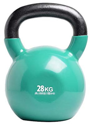 ZXQZ Fitness-Hantel Kettlebells, Tragbares, Vinylbeschichtetes Kettlebell-Gewichtsset Komfort Grip Wide Workout-Ausrüstung für Gewichtheben/Kraft- und Kerntraining, 28 Kg Kleine Hantel